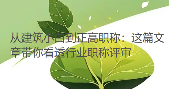 从建筑小白到正高职称:这篇文章带你看透行业职称评审 从建筑小白到正高职称:这篇文章带你看透行业职称评审